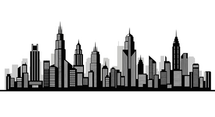 Obraz premium Modern city skyline with sleek skyscrapers and urban landscape