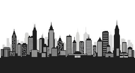 Fototapeta premium Modern city skyline with sleek skyscrapers and urban architecture