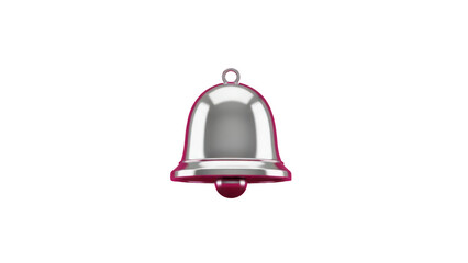Shiny Silver Bell with Red Accent Isolated on Transparent Background