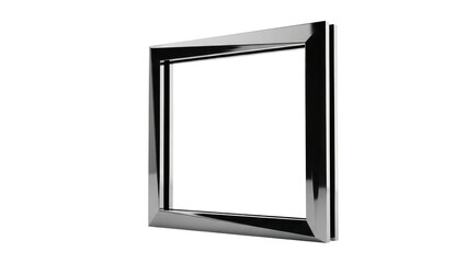 Polished metal empty picture frame isolated on transparent background
