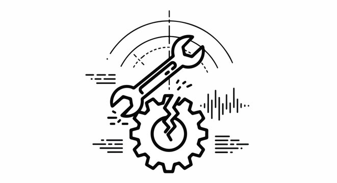 Broken Gear and Wrench Icon Symbolizing Mechanical Failure, Repair, and Engineering Challenges