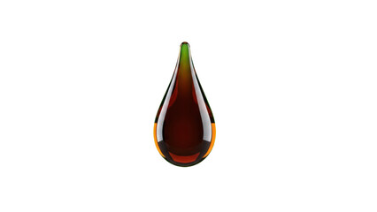 Amber liquid drop isolated on transparent background