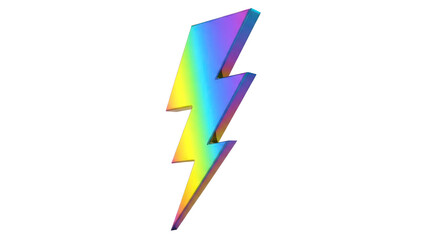 Rainbow lightning bolt symbol isolated on transparent background