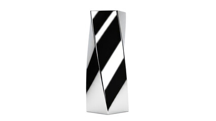 Abstract geometric column with black and white stripes isolated on transparent background