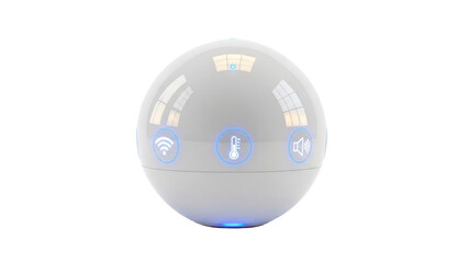 Smart home sphere with icons isolated on transparent background
