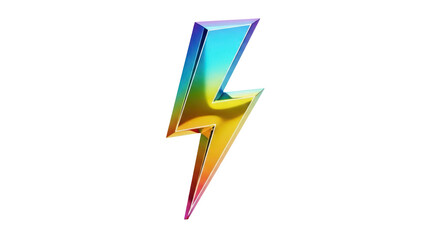 Rainbow lightning bolt isolated on transparent background