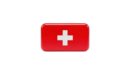 Red First Aid Kit with White Cross Isolated on Transparent Background
