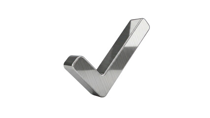 Metallic checkmark symbol isolated on transparent background