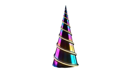 Iridescent Unicorn Horn Isolated on Transparent Background