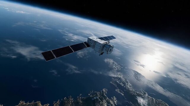 A detailed visualization of a fleet of internet satellites in orbit reveals their arrangement and functionality, illustrating how these satellites enhance global internet access and improve