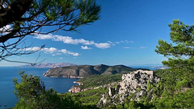Monolithos Castle on Rocky Hilltop Under Open Sky in Rhodes, Greece