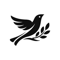 Fototapeta premium Flying Bird with Leaf