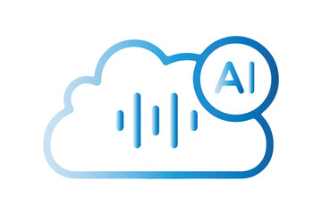 AI Cloud Icon Set, Artificial Intelligence Cloud Computing Symbols, Data Processing Network Storage Icons, Black Green Gradient Technology Vector PNG SVG