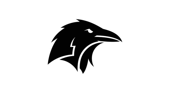Black raven head logo illustration