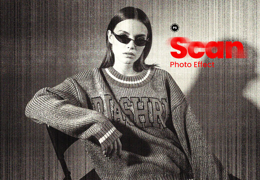 Scan Line Vintage Photo Effect PSD