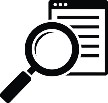 Magnifying glass icon with document on isolated on transparent background