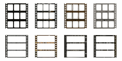 Film strips with varying frame colors arranged in a grid pattern