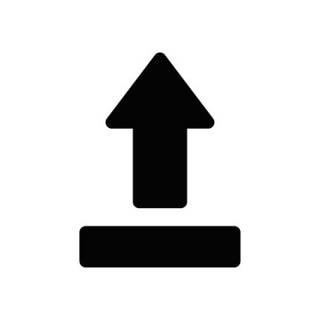 Upload or up icon; featuring a bold upward-pointing arrow above a horizontal bar, signifying file transfers, data submission, or upward navigation for digital interfaces
