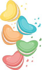multicolored heart-shaped macarons