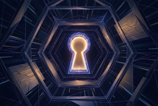Enigmatic digital keyhole exploration revealing abstract technology pathways illuminating potential security and innovation perspectives captured with clarity