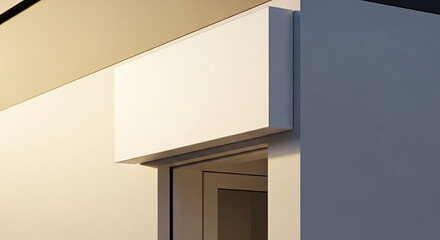 Blank Rectangular Sign Above Entrance Doorway in Neutral Tone