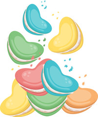 set of heart-shaped macarons