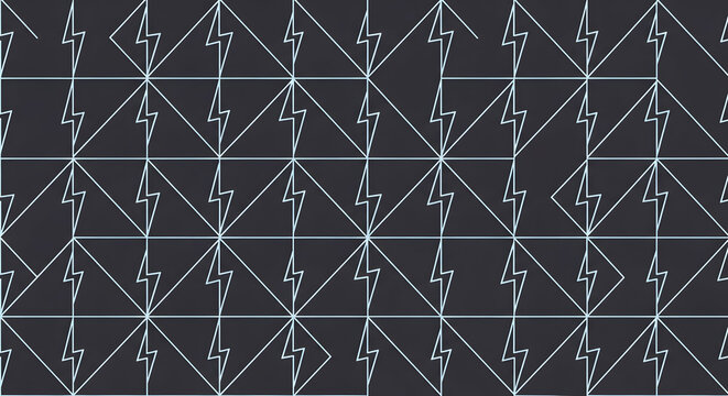 Abstract dark blue lightning bolt circuit seamless pattern