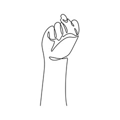 A minimalist line drawing depicts a raised fist symbolizing strength
