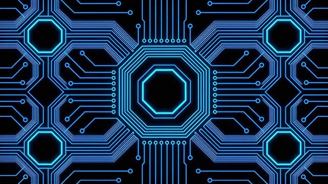 Blue neon circuit board pattern