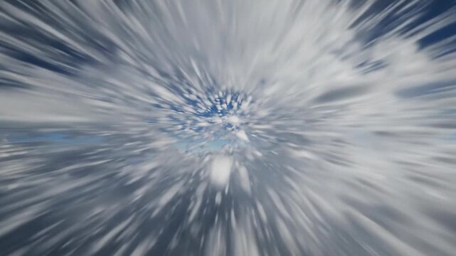 Epic cloudscape zoom effect, flying through stormy cumulonimbus clouds, aerial view
