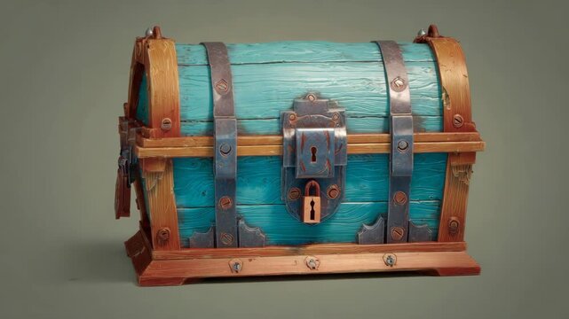 Vintage wooden treasure chest with metal accents.