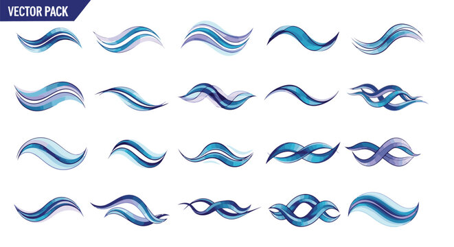 Elegant blue and purple swirling wave designs for modern digital projects
