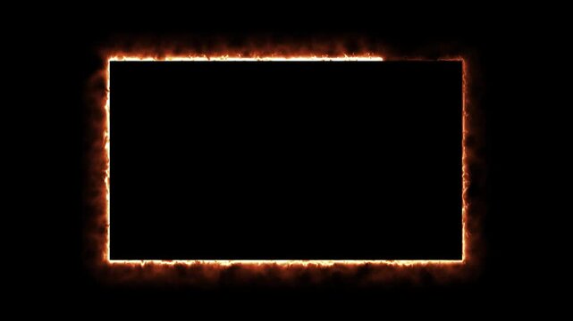 Rectangle frame neon animation on black background.  Neon lines frame animation. rectangle frame glowing against a dark background.