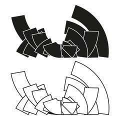 Abstract shard set. Black fragment Vector. Sharp geometric icon. Dynamic broken shape.