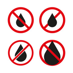 No water icon. Waterproof drop sign. Liquid stop Vector. Dry warning symbol.