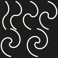 White swirl icon. Curve line vector. Abstract hook shape. Doodle art symbol