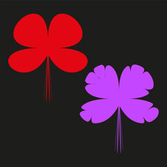 Red purple clover. Luck flower vector. Irish plant symbol. Nature leaf art.