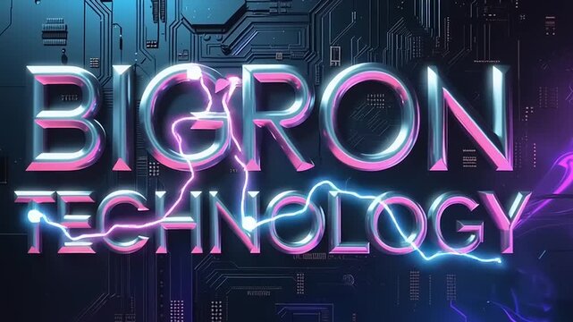 Bigron Technology Neon Logo Animation Circuit Board.