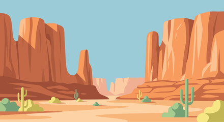 Desert Landscape with Rock Formations and Cacti. © Abhinaya Project