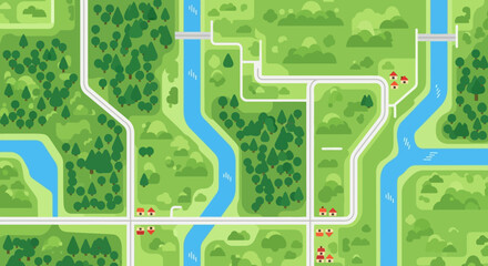 Video game map with rivers and paths. © Abhinaya Project