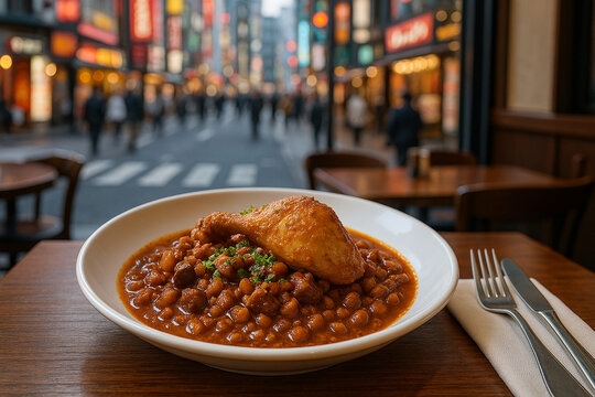 Savory Carapulcra Served in Tokyo stock photo