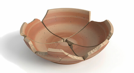 Obraz premium Cracked Earthenware Dish Shown in Realistic 3D Illustration
