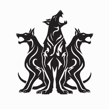 Cerberus Hell Hound Mythological Three Headed Logo Vector