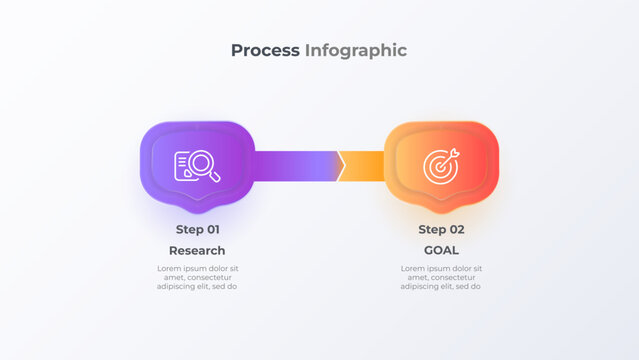 Two Step Business Process Infographic for Workflow and Strategy.Perfect for business presentations, marketing reports, and educational materials seeking clarity and professional design.