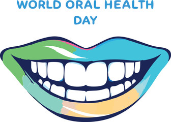 Obraz premium Vector illustration of a smiling mouth with white teeth