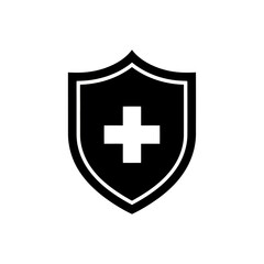 Obraz premium Medical protection symbol with shield and cross