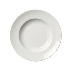 Empty white ceramic plate on plain background