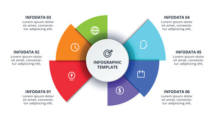 Abstract diagram with 6 steps, options, parts or processes. Vector business template for presentation