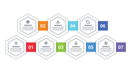 Abstract diagram with 7 steps, options, parts or processes. Vector business template for presentation