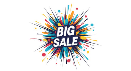 Vibrant Big Sale promotion banner featuring an abstract colorful explosion burst design, perfect for attracting attention to discounts, special offers, and limited-time deals